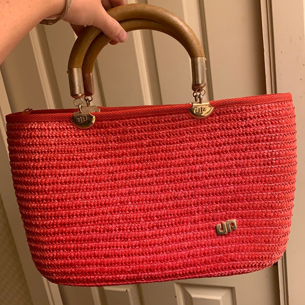 PierGiorgio hot pink/red vintage straw purse